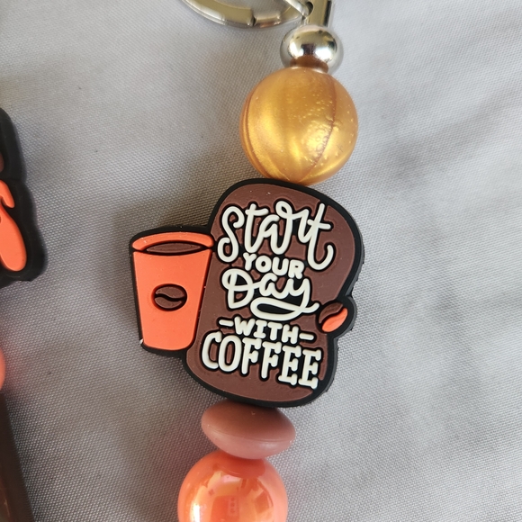 COFFEE THEMED beadable pen & keychain set - Picture 3 of 4